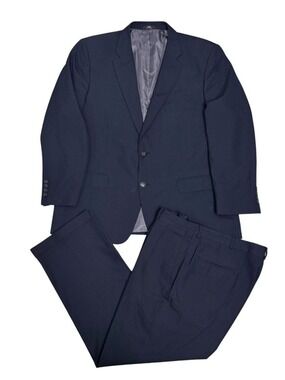 HAGGAR Mens Suit Blazer Jacket & Dress Pants Blue Business Formal Mens 46R
